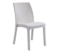 Totò Piccinni Sedia VIRGINIA senza BRACCIOLI in simil rattan (Bianco 4 Pz)