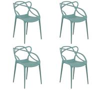 Totò Piccinni Sedie INFINITY in Polipropilene Moderne Design Impilabile (Verde Salvia, 4)