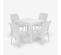 Totò Piccinni SET 2 Tavoli DALLAS 80x80 e 8 Sedie VIRGINIA (Bianco)