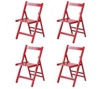 Totò Piccinni Set 4 SEDIE Pieghevoli Legno di Alta qualità, Comode, Resistenti, Salvaspazio (Rosso)
