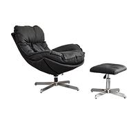 Totò Piccinni SET BAIA Poltrona Girevole con Pouf regolabile imbottita in similpelle (Nero)