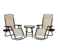 Totò Piccinni Set Bistrot 2 Sedie Sdraio GRAVITY e Tavolino pieghevole in textilene (Beige)