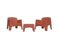 Totò Piccinni Set IBIZA 2 Poltrone impilabili e Tavolino in polipropilene dal design moderno MADE IN ITALY (Rosso, 2 Poltrone e Tavolino)