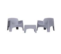 Totò Piccinni Set IBIZA 2 Poltrone impilabili e Tavolino in polipropilene dal design moderno MADE IN ITALY (Grigio, 2 Poltrone e Tavolino)