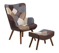 Totò Piccinni SET SIESTA Poltrona con Sgabello Design Patchwork Multicolore Gambe in Legno di Faggio (Patchwork Touch)