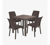 Totò Piccinni SET Tavolo DALLAS 80x80 e 4 Sedie VIRGINIA (Espresso)