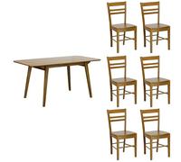 Totò Piccinni Set Tavolo ESTER 120/160 con Sedie PETRA in KIT in Legno Robusta da Montare seduta in legno (Tavolo Ester 120/160 + 6 Sedie, Noce)