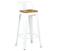 Totò Piccinni Sgabello Industry con SEDUTA in LEGNO e schienale in Metallo Design Industriale (1 Sgabello, Bianco)