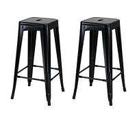 Totò Piccinni Sgabello Industry in Metallo Design Industriale (Nero, 2 Sgabelli)