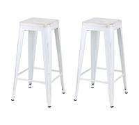 Totò Piccinni Sgabello Industry in Metallo Design Industriale (Vintage Bianco, 2 Sgabelli)