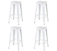 Totò Piccinni Sgabello Industry in Metallo Design Industriale (Vintage Bianco, 4 Sgabelli)