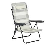 Totò Piccinni Spiaggina Sdraio MARINA con braccioli in Textilene con cuscino e struttura in metallo 6 Posizioni (Beige/Grigio)