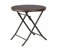 Totò Piccinni Tavolo da Giardino Pieghevole in Polyrattan Marrone per Pic-Nic (Tavolo Tondo Ø 70)