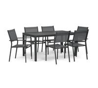 Totò Piccinni Tavolo SALINA Allungabile in alluminio rettangolare ideale per giardino con piano a doghe dal design moderno (Antracite, Set Tavolo 160/240 + 4 Sedie + 2 Poltrone)