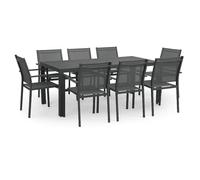 Totò Piccinni Tavolo SALINA Allungabile in alluminio rettangolare ideale per giardino con piano a doghe dal design moderno (Antracite, Set Tavolo 200/300 + 8 Poltrone)
