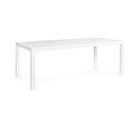 Totò Piccinni Tavolo SALINA Allungabile in alluminio rettangolare ideale per giardino con piano a doghe dal design moderno (Bianco, Tavolo 200/300x100x75)