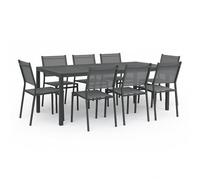 Totò Piccinni Tavolo SALINA Allungabile in alluminio rettangolare ideale per giardino con piano a doghe dal design moderno (Antracite, Set Tavolo 200/300 + 8 Sedie)