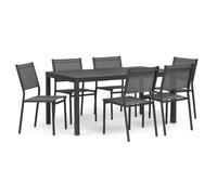 Totò Piccinni Tavolo SALINA Allungabile in alluminio rettangolare ideale per giardino con piano a doghe dal design moderno (Antracite, Set Tavolo 160/240 + 6 Sedie)