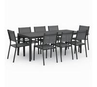 Totò Piccinni Tavolo SALINA Allungabile in alluminio rettangolare ideale per giardino con piano a doghe dal design moderno (Antracite, Set Tavolo 200/300 + 6 Sedie + 2 Poltrone)