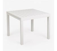 Totò Piccinni Tavolo VULCANO Allungabile in alluminio quadrato 90/180x90x75h ideale per giardino con piano a doghe dal design moderno (Bianco, Tavolo 90/180x90x75)