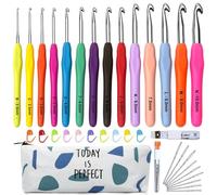 Totofy Uncinetti Set, 14 pz Ferri Uncinetto Ergonomici Manico Morbido Aghi di Crochet con Custodia,2mm-10mm Extra Lunghe Knit Needles, Regalo di Natale per Le Donne,Tool Set Kit per Ferri da Maglia…