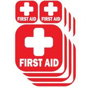 TOTOMO Kit di primo soccorso con cartello adesivo [4 pezzi da 10,2 x 10,2 cm]+[8 pezzi da 5,1 x 5,1 cm] adesivo in vinile riflettente adesivo medico croce scatola di emergenza ospedale ambulanza
