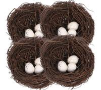 Totority 16 Pezzi Nido per Uccelli Artificiale in Vimini Uova Decorative per Pasqua, Decorazione Tavola Pasquale, Accessorio Fai da Te per Feste Primaverili