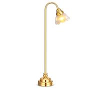 Totority Lampada da terra in miniatura per casa delle bambole in scala 1:12, mini modello di luce in metallo dorato per decorazione di mobili per piccole case, accessori per diorama con micro paesaggi