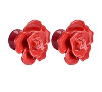 Totority Pomelli Facili da Installare per Mobili da Cucina a Forma di Rosa in Ceramica Dura Rossa, 2 Pezzi Viti Metalliche per Cassetti e Armadi