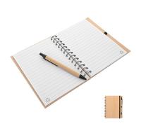 Totority Quaderno a Spirale con Copertina in Bambù, Beige, Portatile
