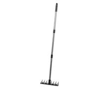 Totority Rastrello da Giardino per Estirpare Erbacce con Manico Regolabile e 8 Denti in Ferro Resistente per Aiuole e Attività All'aperto con Struttura in Alluminio e Plastico