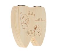 Totority Scatola Porta Denti Scomparti Etichettati da Latte in Legno Khaki e Foro Dimensionato Regalo Nascita Bimba da Posizionare Vicino al Cuscino per Ogni Dente