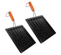 Totority Set 2 Pezzi Griglia per Barbecue Portatile con Manico in Legno Resistente e Stabile, per Barbecue All'aperto e Campeggio