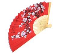 Totority Ventaglio Cinese Ventaglio Pieghevole da Parete in Legno e Carta Resistente alla Deformazione Rosso Decorazione Elegante per Matrimoni e Photoshoots