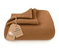 Totsy Baby Coperta mussola neonato cotone 110 x 120 cm - Plaid garza coccola teli muslin lenzuolo bambino sottile fasciatoio trapunta leggera neonati tessuto traspirante per bimbi Marrone