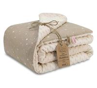 Totsy Baby Coperta Neonato Pile Coperta Invernale 100x75 cm Invernale - copertina minky cotone calda morbida coccolosa bimbi inverno - carrozzina bambini Beige con stelle bianche