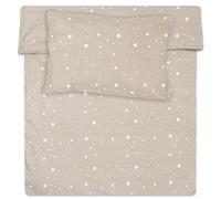 Totsy Baby Copripiumino per bambini, 90 x 120 cm, federa per cuscino, 60 x 40 cm, in cotone, beige con stelle bianche