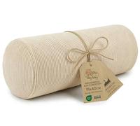 Totsy Baby Cuscino cilindrico per cervicale lombare e ginocchia per letto o divano 40x15 cm - cuscini cilindrici per corpo e yoga in schiuma con fodere in Oeko-Tex beige chiaro Velluto a coste