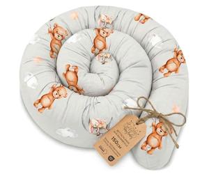 Totsy Baby Cuscino per chi dorme sul fianco, 150 cm, in cotone - Cuscino lungo con cuscino a forma di orsacchiotto Oeko-Tex