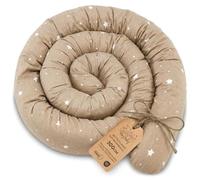 Totsy Baby Cuscino per dormire laterale e per il corpo 300 cm - Cotone Cuscino lungo Decorazione per cameretta bambina e bambino Oeko-Tex Beige con stelle bianche
