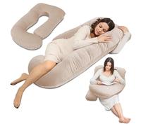 Totsy Baby Cuscino per gravidanza Cuscino per allattamento Cuscino per dormire laterale con rivestimento sfoderabile xxl Grande cuscino comfort Cuscino di posizionamento a forma di J 180 cm Beige