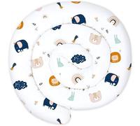 Totsy Baby Cuscino XXL a Forma di Serpente per Letto, Cuscino da Allattamento, Cuscino Decorativo, Protezione per Il Bordo del Letto, paracolpi XL Blu Navy con Arcobaleno 200 cm Certificato Oeko-Tex