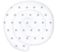 Totsy Baby Cuscino XXL a Forma di Serpente per Letto, Cuscino da Allattamento, Cuscino Decorativo, Protezione per Il Bordo del Letto, paracolpi XL Stelle Grigie su Bianco 150 cm Certificato Oeko-Tex