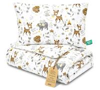 Totsy Baby Piumino lettino senza federa cotone Set coperta cuscino culla | 100x135 cm piumone trapunta per neonato bambino imbottitura leggera traspirante caldo Oeko Tex Cervo