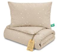 Totsy Baby Trapunta per bambino cotone 80x80 - piumono culla neonato set Imbottitura per piumone 80 x 80 cm con cuscino 40 x 35 cm per ragazzi e ragazze Oeko-Tex Beige con stelle bianche