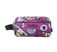 TOTTO - Astuccio scolastico a 3 scomparti, modello Agapec, astuccio grande, dimensioni 23 x 11,5 x 10,5 cm, maniglia laterale, maniglie ergonomiche in PVC, tessuto resistente, stampa Kitsune, Kitsune
