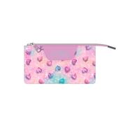 TOTTO - Astuccio scolastico a 3 scomparti, modello da tavolo, astuccio grande, dimensioni 22 x 11 x 3,5 cm, una cerniera, tessuto resistente e idrorepellente, stampa Shiny Heart Glitter