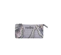 Totto Astuccio scolastico a tre scomparti con stampa dinosauro - Tavola Dimensioni standard, grigio, ESTÁNDAR, Scatole