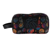 TOTTO - Astuccio Scuola a Due Scomparti, Modello Quadrato, Astuccio Grande, Dimensioni 12 x 24 x 8,5 cm, Maniglia Laterale, Scomparti con Chiusura a Cerniera, Stampa Fighters Nera