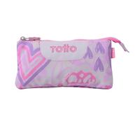 Totto - Astuccio Scuola con 3 Scomparti, Modello Board, Astuccio Grande, Dimensioni 22 x 11 x 3,5 cm, Una Cerniera, Tessuto Resistente e Repellente ai Liquidi, Stampa Amalia